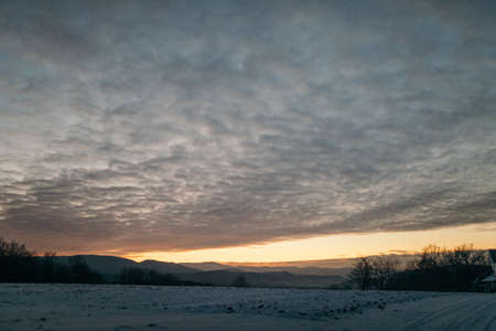 A sunset in the backgroundの写真素材