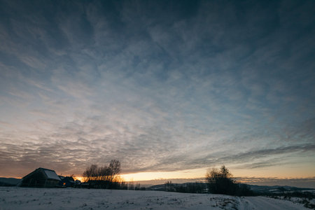 A sunset over a cityの写真素材