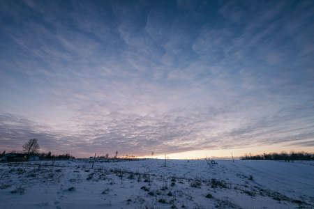 A sky filled with snowの写真素材