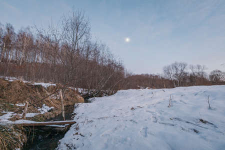 A snow covered field aの写真素材