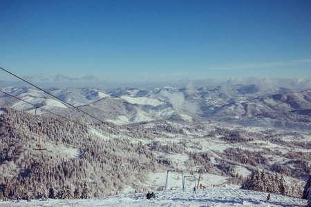 A snow covered mountain a travelの写真素材