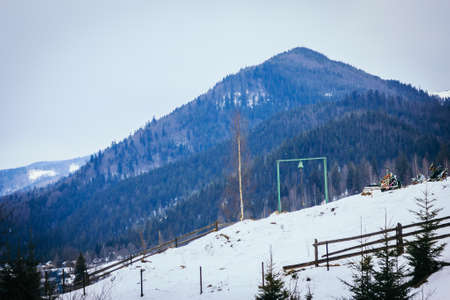 A snow covered mountain a travelの写真素材