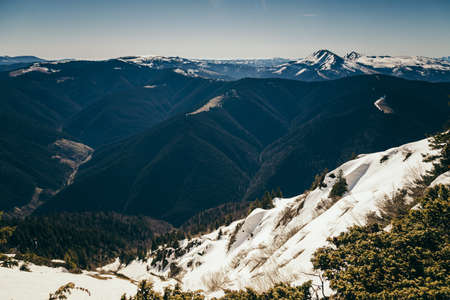 Happiness quotes for happy life. Mountains spring, winterの写真素材