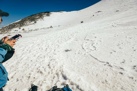 Snow in the mountains, thaw in spring and winterの写真素材