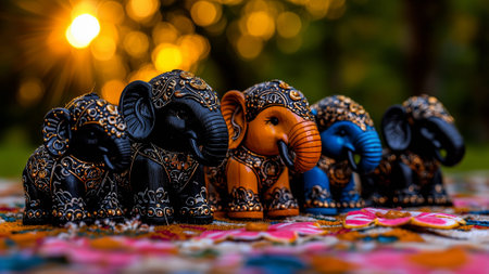 Indian Festival Ganesh Chaturthi, selective focus on elephants.の素材