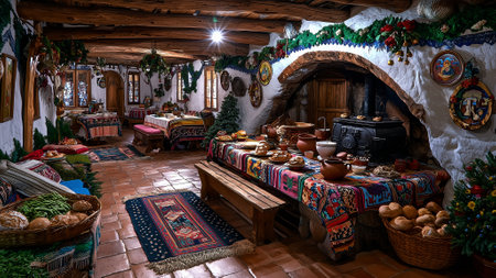 Interior of a traditional village house in the north of Portugal.の素材