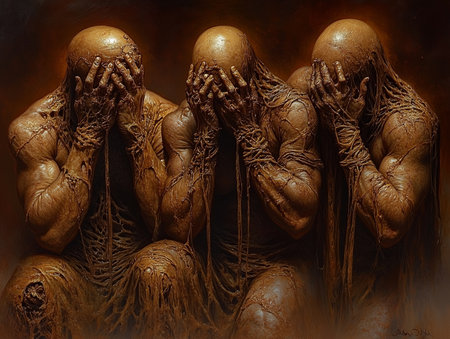 3d rendering of a group of human figures in the dark.の素材