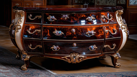 Antique chest of drawers in the interior of the room.の素材