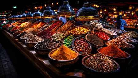 Spices and herbs on the Grand Bazaar in Istanbul, Turkeyの素材