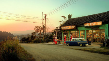 Petrol station in Mae Hong Son, Thailand.の素材
