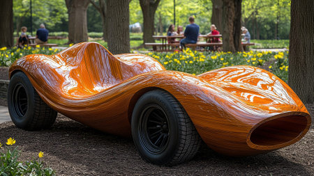 Close up view of a beautiful car in the city park.の素材