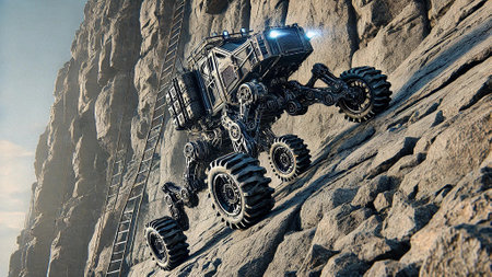 3D rendering of a monster in the mountains. 3D illustration.の素材