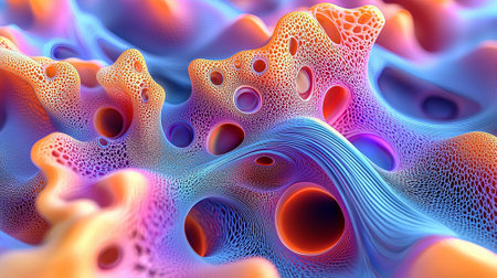 Abstract 3d rendering of wavy surface. Futuristic background.の素材