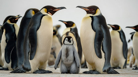 King penguin (Aptenodytes patagonicus) with chickの素材