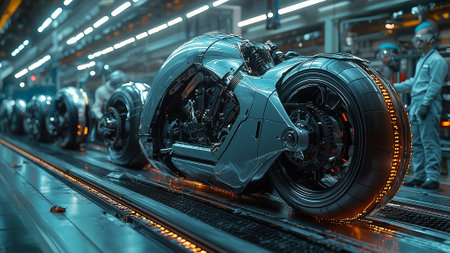 3d rendering. Automotive assembly line. Automotive industry.の素材