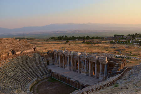Ruins of the ancient Amphitheater in Hierapolis (Pamukkale, Turkey)の写真素材