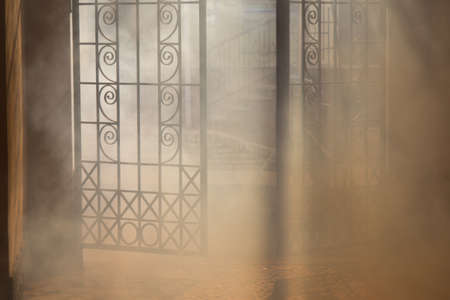 mysterious arch, all in smoke, a back lightの写真素材