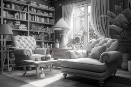 still life home atmosphere in the interior with a book and candles, on the background of cozy blankets, elements of home decor, the concept of comfort and coziness. home atmosphere. Generative AIの素材