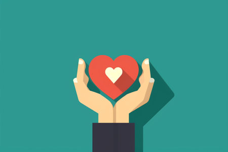 hands holding red heart icon illustration. hand making heart sign. health care, hope, life insurance concept, world heart day, organ donor day, gratitude. generative aiの素材