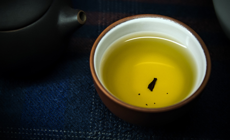 Chinese clay teapot with oolong tea.の写真素材