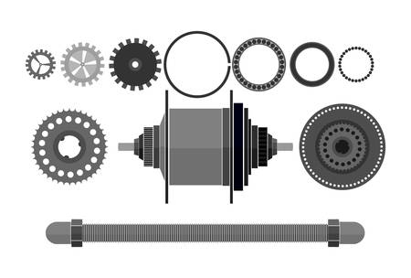 Bicycle detail free hub vector illustration. Isolated on white background.のイラスト素材