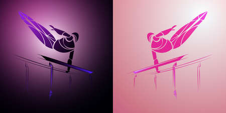 Stylized, geometric Gymnast, gymnastic bar, parallel bars vectorのイラスト素材