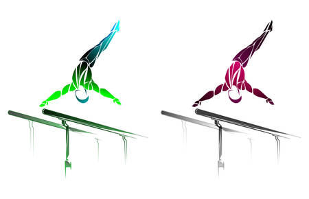 Stylized, geometric Gymnast, gymnastic bar, parallel bars vectorのイラスト素材