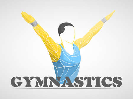 Muscular young adult doing intense workout on gymnastics rings. fitness, sportsのイラスト素材