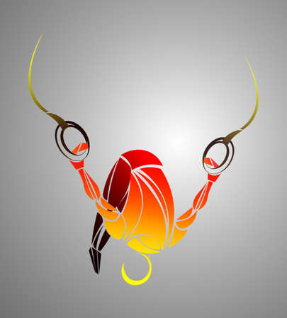 Muscular young adult doing intense workout on gymnastics rings. fitness, sportsのイラスト素材
