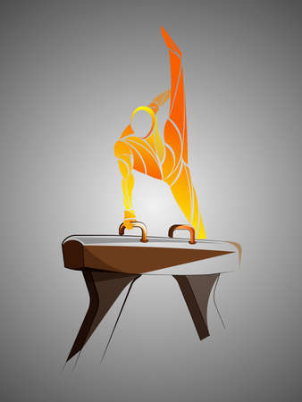 gymnast pommel horseのイラスト素材