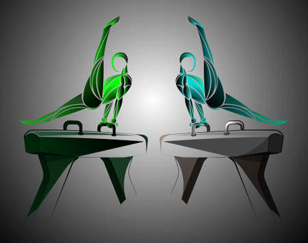 gymnast pommel horseのイラスト素材