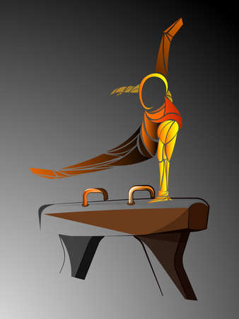 gymnast pommel horseのイラスト素材