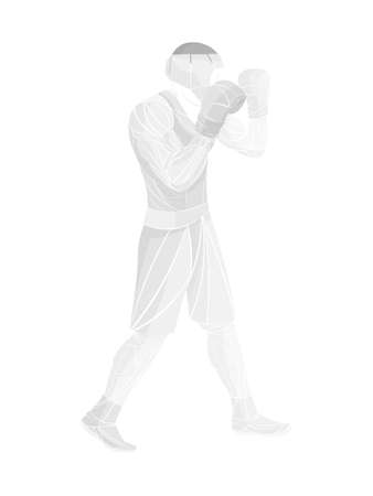 Boxing vector illustration. Boxer silhouette. Athletes image composed of particles.のイラスト素材