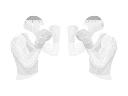 Boxing vector illustration. Boxer silhouette. Athletes image composed of particles.のイラスト素材