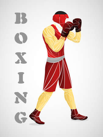 Boxing vector illustration. Boxer silhouette. Athletes image composed of particles.のイラスト素材