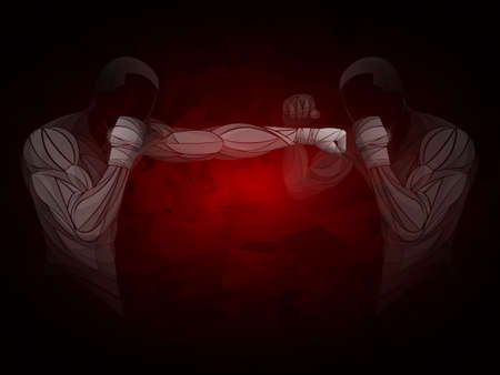 Boxing vector illustration. Boxer silhouette. Athletes image composed of particles.のイラスト素材