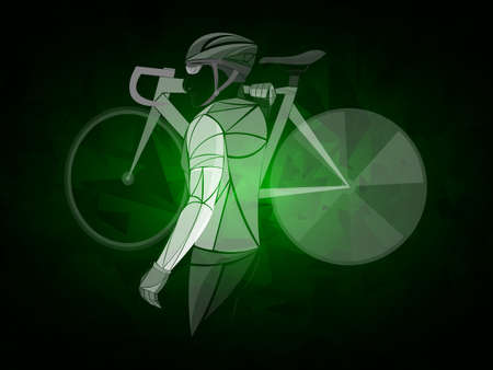 Cycling theme, scratched vector silhouette of road cyclistのイラスト素材