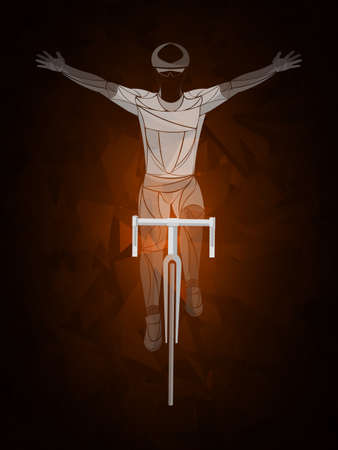 Cycling theme, scratched vector silhouette of road cyclistのイラスト素材