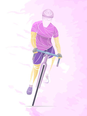 Cycling theme, scratched vector silhouette of road cyclistのイラスト素材