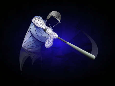 Vector illustration of a baseball player hitting the ball. Beautiful sport themed poster. Abstract...