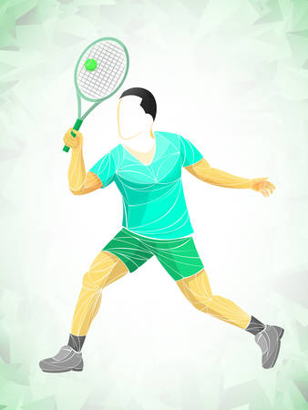 Tennis player, abstract vector isolated silhouetteのイラスト素材