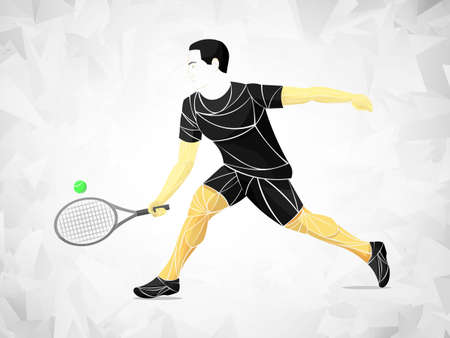 Tennis player, abstract vector isolated silhouetteのイラスト素材