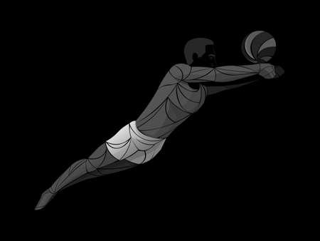 Abstract volleyball player, volleyball sports stylized, geometric vectorのイラスト素材