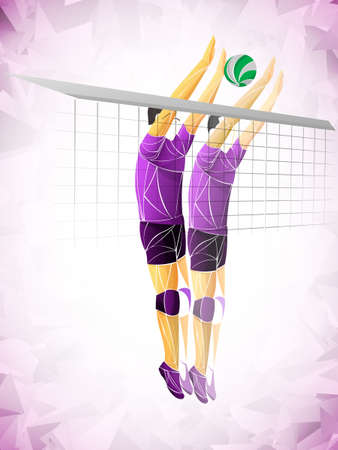 Abstract volleyball player, volleyball sports stylized, geometric vectorのイラスト素材