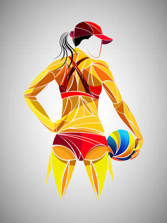 Abstract volleyball player, volleyball sports stylized, geometric vectorのイラスト素材