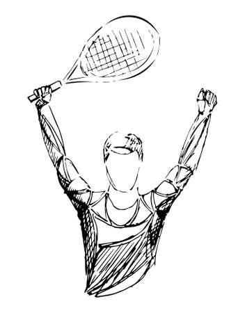 Black sketch athlete, tennis player vectorのイラスト素材