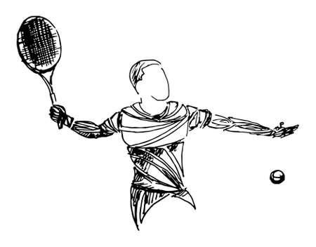 Black sketch athlete, tennis player vectorのイラスト素材
