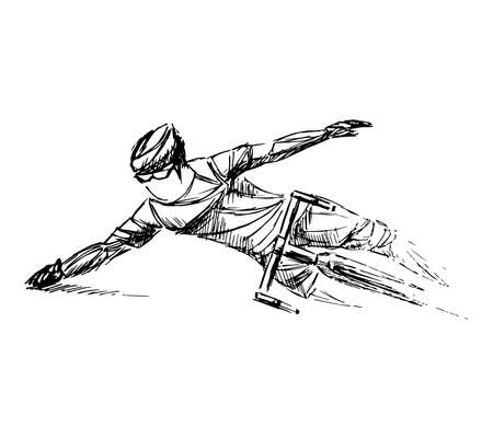 Stylized, geometric bicyclist, cyclist sketch isolated. Sportsman, athlete silhouette illustration vector.のイラスト素材