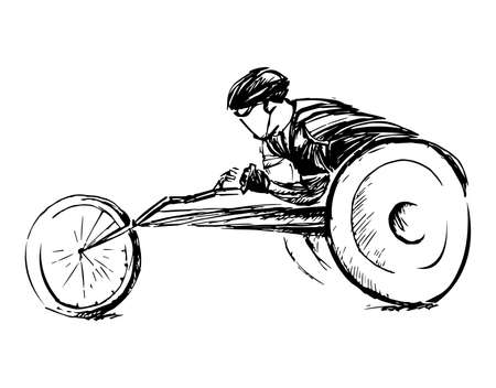 Stylized, geometric bicyclist, cyclist sketch isolated. Sportsman, athlete silhouette illustration vector.のイラスト素材