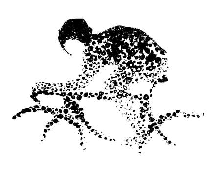 Stylized, geometric bicyclist, cyclist sketch isolated. Sportsman, athlete silhouette illustration vector.のイラスト素材